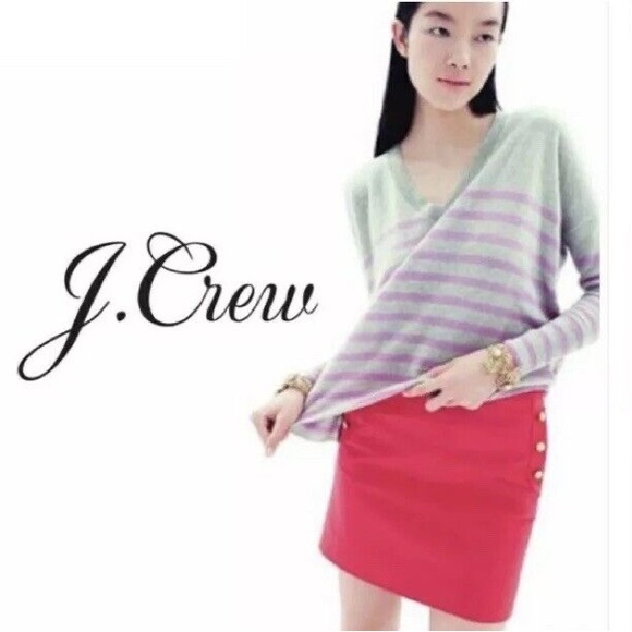 J CREW Postage Stamp Nautical Sailor Watermelon Mini Skirt Sz 8 - Picture 2 of 8